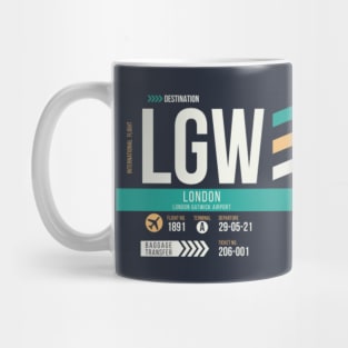 London (LGW) Airport Code Baggage Tag Mug